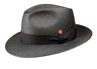 Exkluzivní černý panamský klobouk Fedora s černou stuhou - Mayser Torino Velikost: 61 cm (XL)