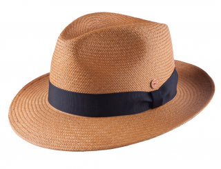 Exkluzívní panamský klobouk Fedora Bogart s černou stuhou - ručně pletený, UV faktor 80 -  Ekvádorská panama - Mayser Torino Velikost: 59 cm (L)