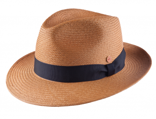 Exkluzívní panamský klobouk Fedora Bogart s černou stuhou - ručně pletený, UV faktor 80 -  Ekvádorská panama - Mayser Torino Velikost: 61 cm (XL)