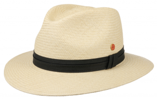 Exkluzivní panamský klobouk Fedora s černou stuhou - Mayser Gero - UV faktor 80 Velikost: 61 cm (XL)