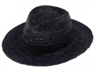 Fedora Raffia - slaměný černý klobouk - Bestseller Velikost: 59 cm (L)