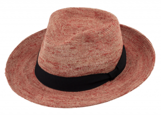 Fedora Raffia - slaměný červený klobouk - Bestseller Velikost: 61 cm (XL)