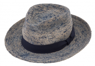 Fedora Raffia - slaměný modrý klobouk - Bestseller Velikost: 55 cm  (S)