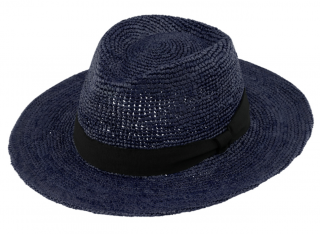 Fedora Raffia - slaměný modrý klobouk - Bestseller Velikost: 61 cm (XL)