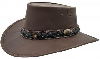 Hnědý kožený klobouk z klokaní kůže - Nomad Jacaru (skládací) Velikost: 58cm (M/L)