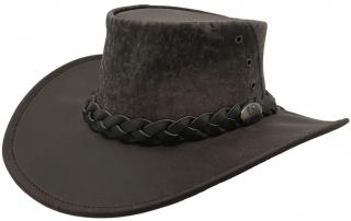 Hnědý kožený klobouk z klokaní kůže - Roo Squashy Hat Jacaru (skládací) Velikost: 58cm (M/L)