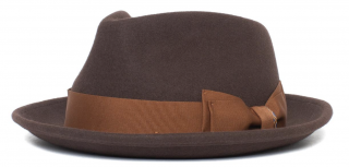 Hnědý trilby klobouk s hnědou stuhou -  Goorin Bros Fabyan Park Velikost: 57 cm (M)