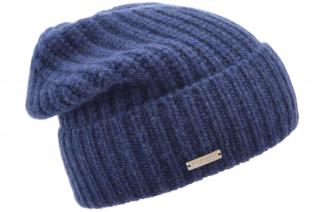 Kašmírová objemná modrá čepice od Seeberger - Big Beanie Cashmere Velikost: Unisize (S-XL)