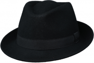 Klasický trilby klobouk vlněný Fiebig  - černý s černou stuhou Velikost: 61 cm (XL)