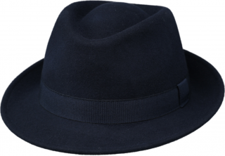 Klasický trilby klobouk vlněný Fiebig  - modrý s modrou stuhou Velikost: 57 cm (M)