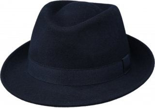 Klasický trilby klobouk vlněný Fiebig  - modrý s modrou stuhou Velikost: 60 cm