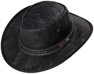 Kožený černý western klobouk - Stars and Stripes kožený klobouk Wylie Velikost: 57 cm (M)