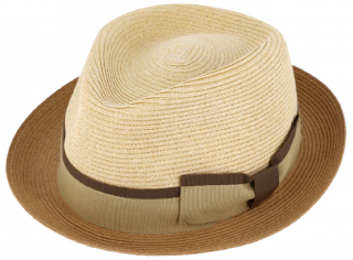 Letní béžový dvoubarevný klobouk Trilby od Fiebig - Trilby Prayer Velikost: 59 cm (L)