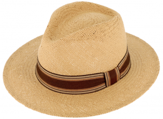 Letní béžový fedora klobouk od Fiebig - Traveller Fedora Tropez Velikost: 55 cm  (S)