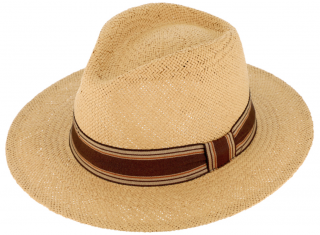 Letní béžový fedora klobouk od Fiebig - Traveller Fedora Tropez Velikost: 59 cm (L)