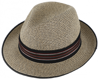 Letní béžový fedora klobouk od Fiebig - Traveller Melange Velikost: 55 cm  (S)