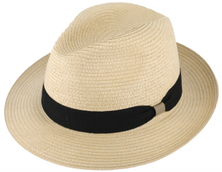 Letní béžový fedora klobouk od Fiebig - Traveller Toyo Velikost: 55 cm  (S)