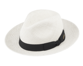 Letní bílá ekvádorská panama Fedora  - ručně pletený klobouk Velikost: 61 cm (XL)