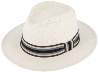 Letní bílý fedora klobouk od Fiebig - Traveller Fedora Tropez Velikost: 57 cm (M)