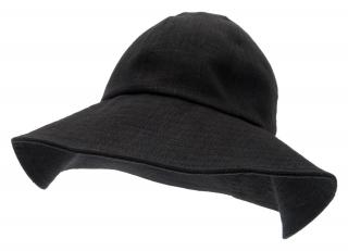 Letní černý lněný klobouk s širší krempou - Doris Bucket Hat Velikost: 55 cm  (S)