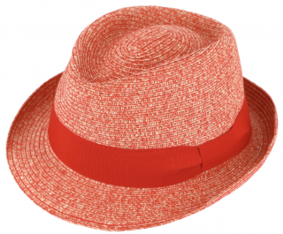 Letní červený klobouk Trilby od Fiebig - Trilby Melange Velikost: 55 cm  (S)