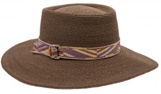 Letní hnědý dámský klobouk - porkpie s širší krempou - Mayser - UV faktor 80 - Mayser Astrid Velikost: 55 cm  (S)