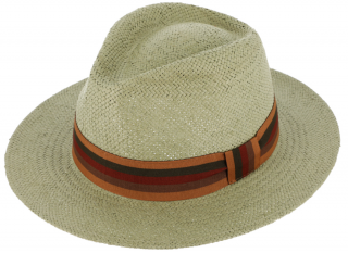 Letní khaki fedora klobouk od Fiebig - Traveller Fedora Tropez Velikost: 55 cm  (S)