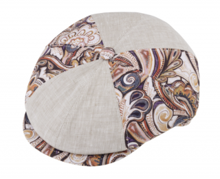 Letní lněná béžová bekovka 8-panel - patchwork Velikost: 61 cm (XL)