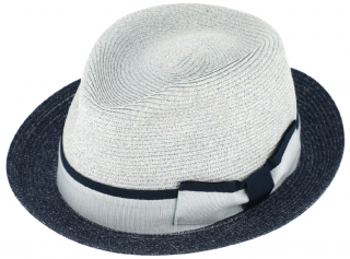 Letní modrý dvoubarevný klobouk Trilby od Fiebig - Trilby Prayer Velikost: 57 cm (M)