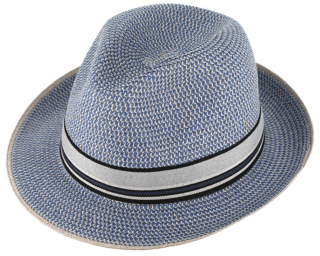 Letní modrý fedora klobouk od Fiebig - Traveller Melange Velikost: 55 cm  (S)