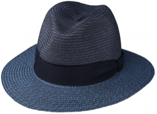 Letní modrý fedora klobouk od Fiebig - Traveller Toyo - modrý Velikost: 55 cm  (S)