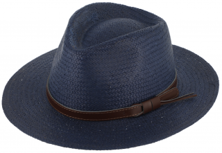 Letní modrý fedora klobouk od Fiebig - Traveller Toyo Velikost: 57 cm (M)