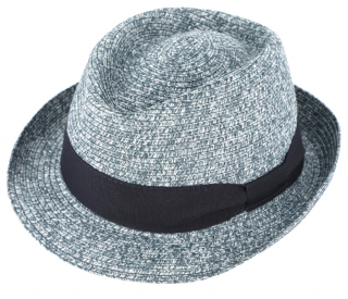 Letní modrý klobouk Trilby od Fiebig - Trilby Melange Velikost: 59 cm (L)