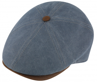 Letní retro bekovka 6-panel od Fiebig bavlna - modrý kanvas a kůže Velikost: 56 cm