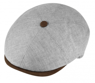 Letní retro bekovka 6-panel od Fiebig bavlna - šedý len a kůže Velikost: 61 cm (XL)