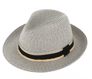 Letní šedý fedora klobouk od Fiebig - Traveller Toyo Melange Velikost: 61 cm (XL)