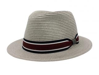 Letní šedý fedora klobouk od Fiebig - Traveller Toyo - modrý Velikost: 55 cm  (S)