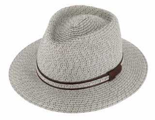 Letní šedý fedora klobouk od Fiebig - Traveller Toyo Velikost: 59 cm (L)