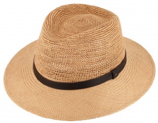 Letní slaměný klobouk Fedora - ručně pletený -  Ekvádorská panama - Traveller "Crochet" Velikost: 61 cm (XL)