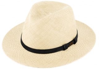Letní slaměný klobouk Fedora - ručně pletený -  Ekvádorská panama Velikost: 55 cm  (S)