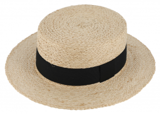 Letní slaměný nemačkavý boater klobouk - unisex žirarďák - Fiebig Canotier Velikost: 55 cm  (S)