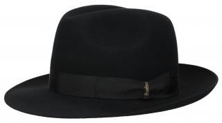 Luxusní černý klobouk Borsalino - Fedora Velikost: 59 cm (L)