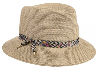 Luxusní dámský nemačkavý béžový klobouk Fedora - Mayser Nane - UV faktor 80 Velikost: 57 cm (M)