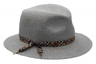 Luxusní dámský nemačkavý modrý klobouk Fedora - Mayser Nane - UV faktor 80 Velikost: 55 cm  (S)