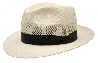 Luxusní  klobouk Fedora - ručně pletený, UV faktor 80 -  Ekvádorská panama - Mayser Imperia Velikost: 56 cm