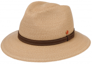 Luxusní nemačkavý béžový klobouk Fedora - ručně šitý, UV faktor 80 -  Mayser Mathis Velikost: 56 cm