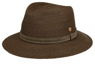 Luxusní nemačkavý hnědý klobouk Fedora - ručně šitý, UV faktor 80 -  Mayser Mathis Velikost: 61 cm (XL)