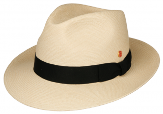 Luxusní panamák s tmavěmodrou stuhou - klobouk Fedora - Mayser William Velikost: 61 cm (XL)