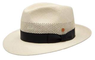 Luxusní panamský klobouk Fedora - Mayser Imperia - s černou stuhou Velikost: 61 cm (XL)