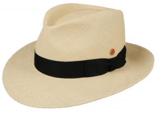 Luxusní panamský klobouk Fedora s černou stuhou - Mayser Colmar - UV faktor 80 Velikost: 61 cm (XL)